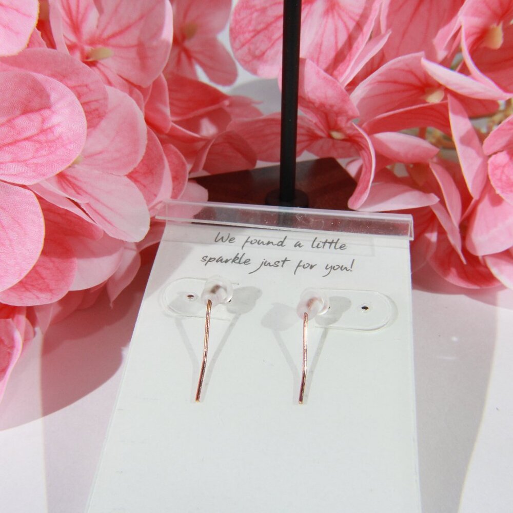 NWOT Francesca's Collections Rose Gold Tone Earrings - Picture 3 of 5